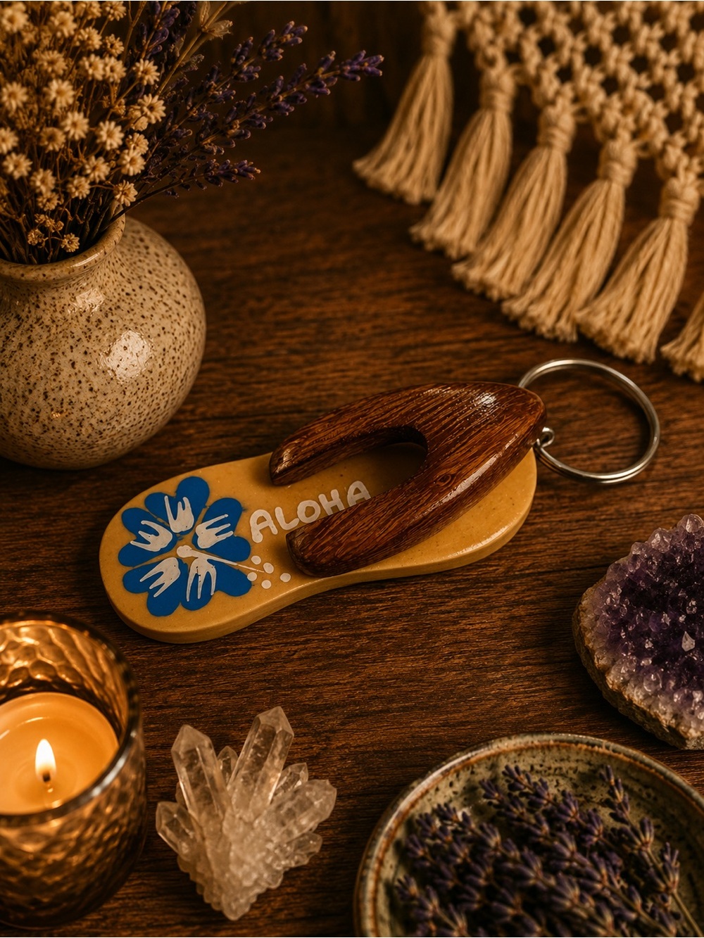 Hawaiian Aloha Flip Flop Key Chain Charm‎